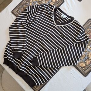 Lacoste Black and White Striped Sweater
